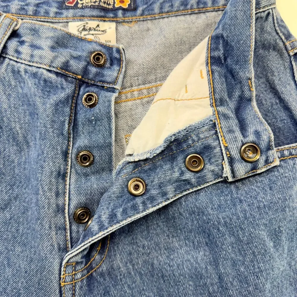 Gasoline‎ Girls Jeans Size 16 (24” Waist) Button Fly Blue Denim Jeans